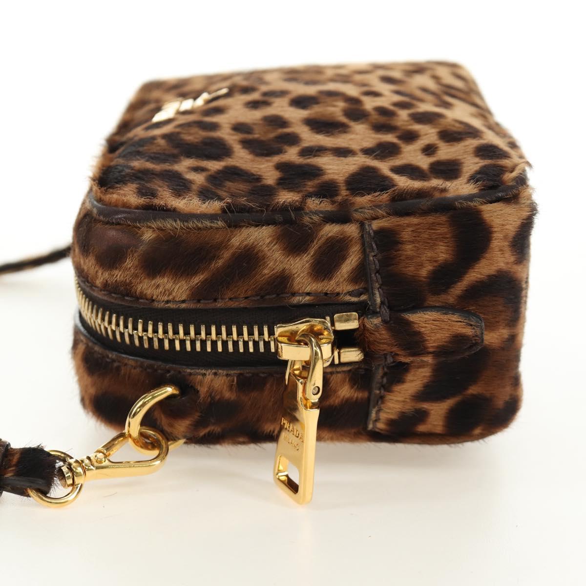 PRADA Shoulder Bag Harako Leather Brown Gold Auth 189306V
