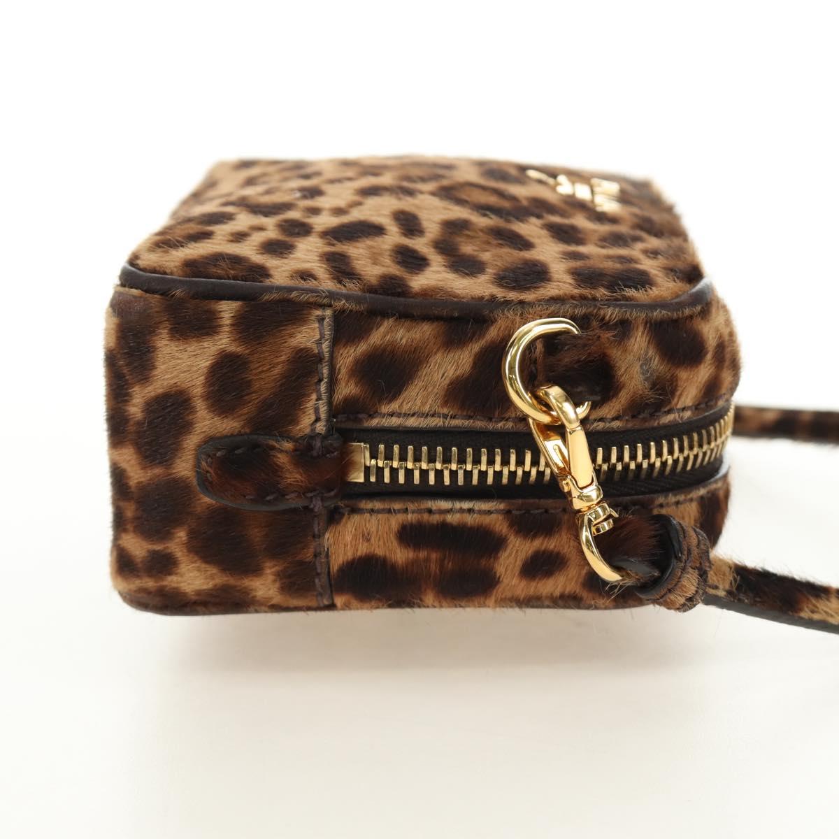 PRADA Shoulder Bag Harako Leather Brown Gold Auth 189306V
