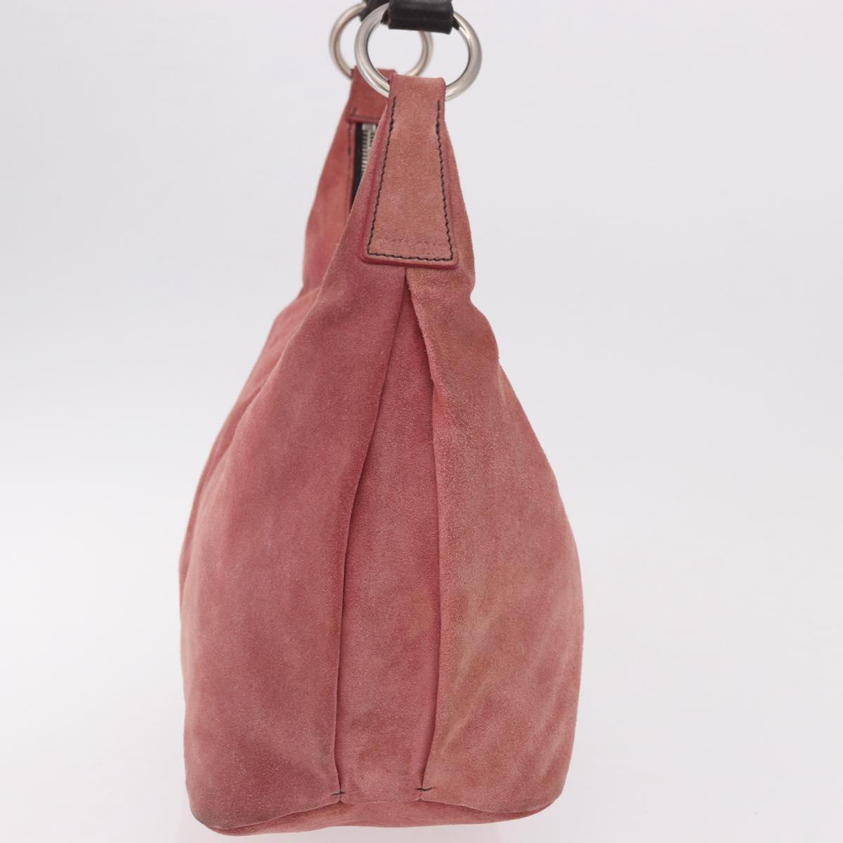 Miu Miu Shoulder Bag Suede Pink Silver Auth 189307