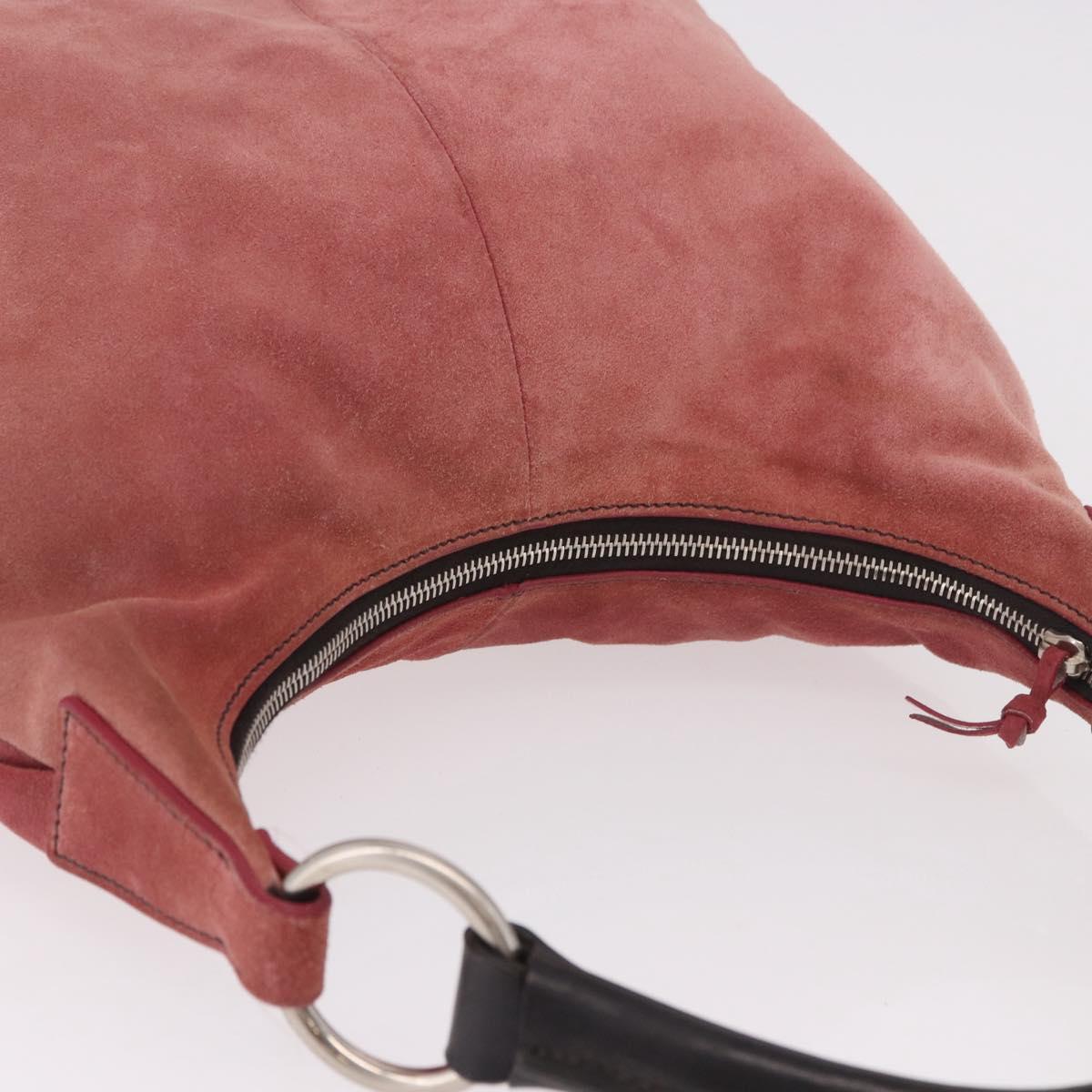 Miu Miu Shoulder Bag Suede Pink Silver Auth 189307