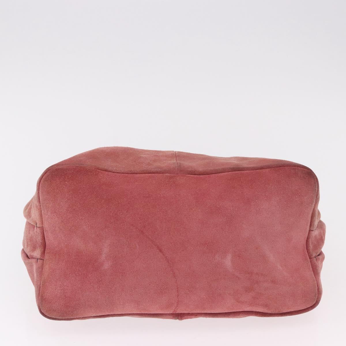 Miu Miu Shoulder Bag Suede Pink Silver Auth 189307
