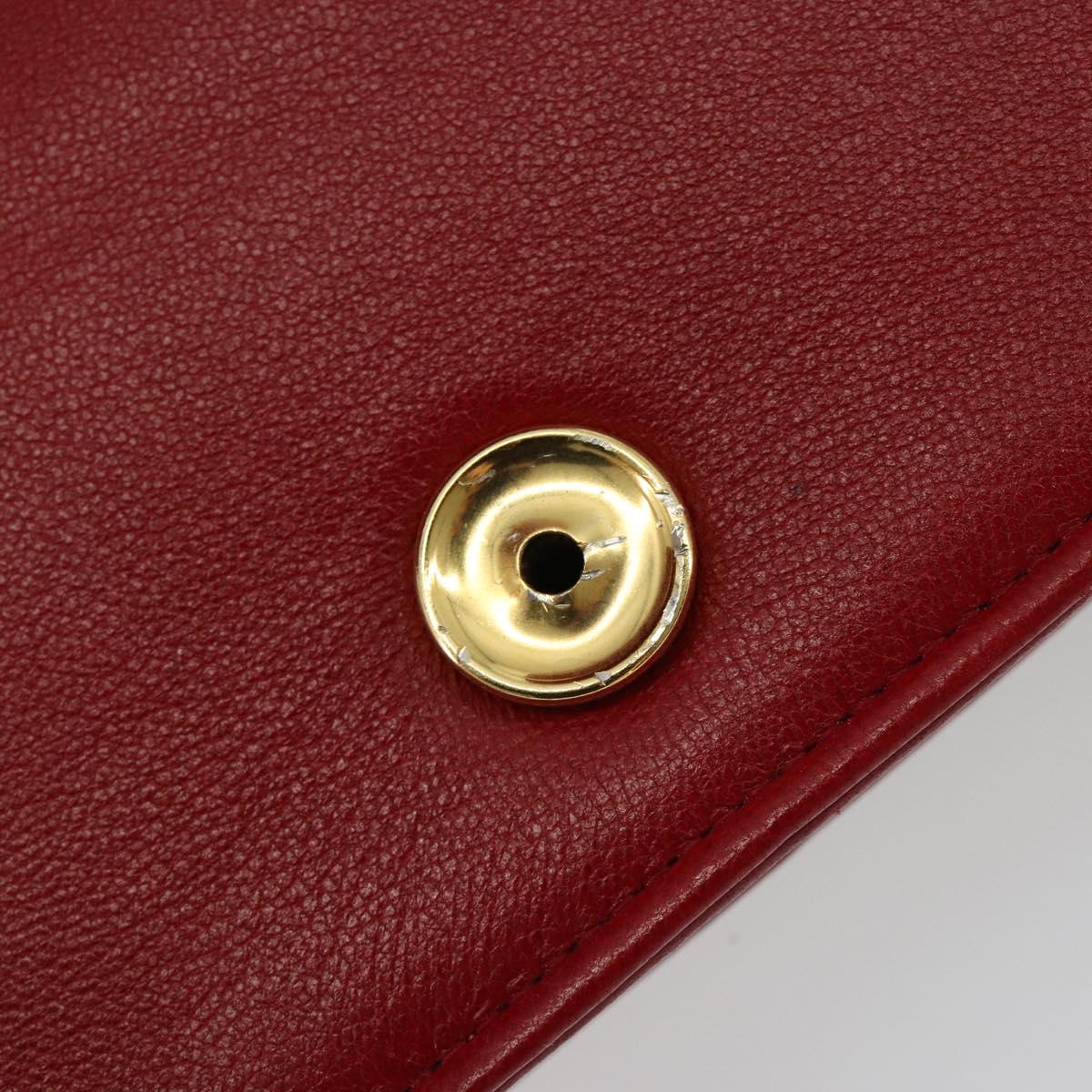 CHANEL Matelasse Chain Shoulder Bag Lamb Skin Red Gold CC Auth 189311