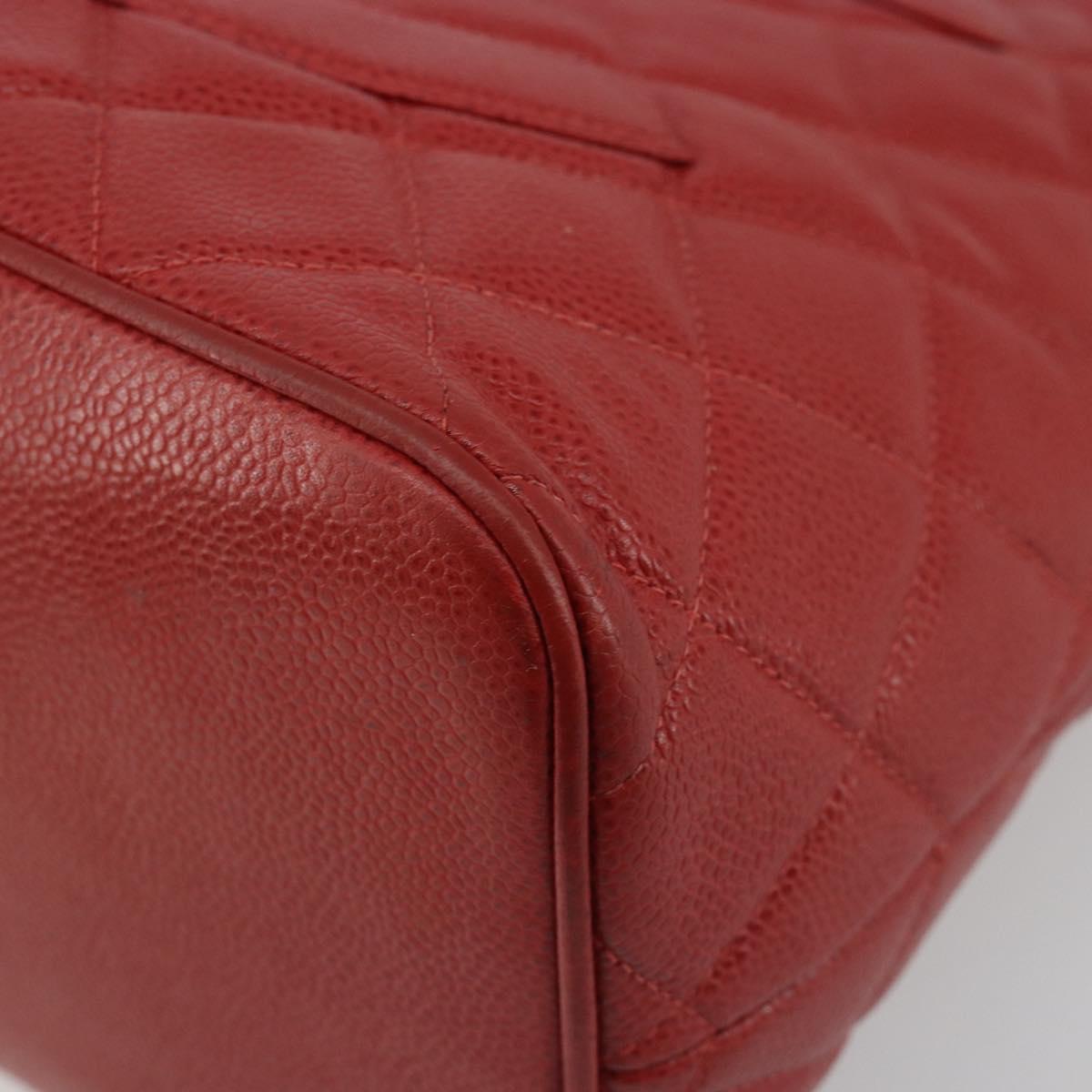 CHANEL Matelasse Reprint Tote Bag Caviar Skin Red CC Auth 189312SAV