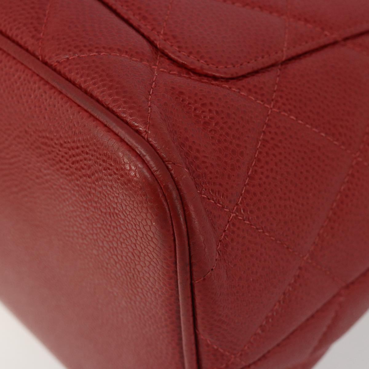 CHANEL Matelasse Reprint Tote Bag Caviar Skin Red CC Auth 189312SAV
