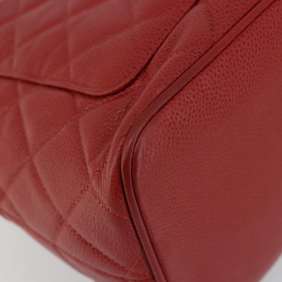 CHANEL Matelasse Reprint Tote Bag Caviar Skin Red CC Auth 189312SAV