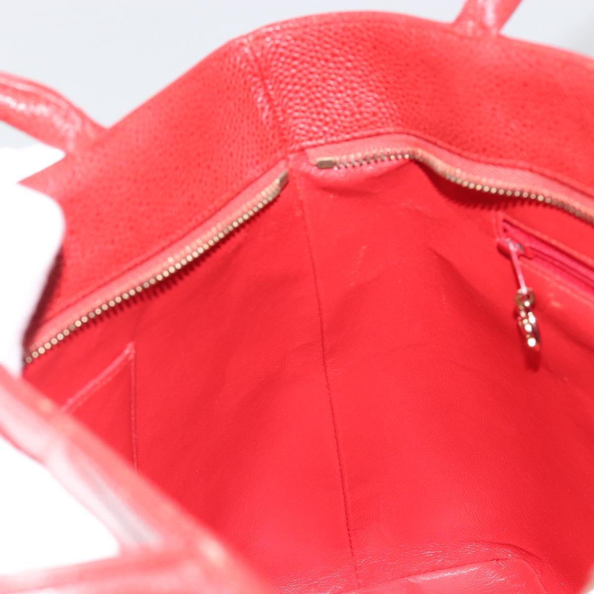 CHANEL Matelasse Reprint Tote Bag Caviar Skin Red CC Auth 189312SAV