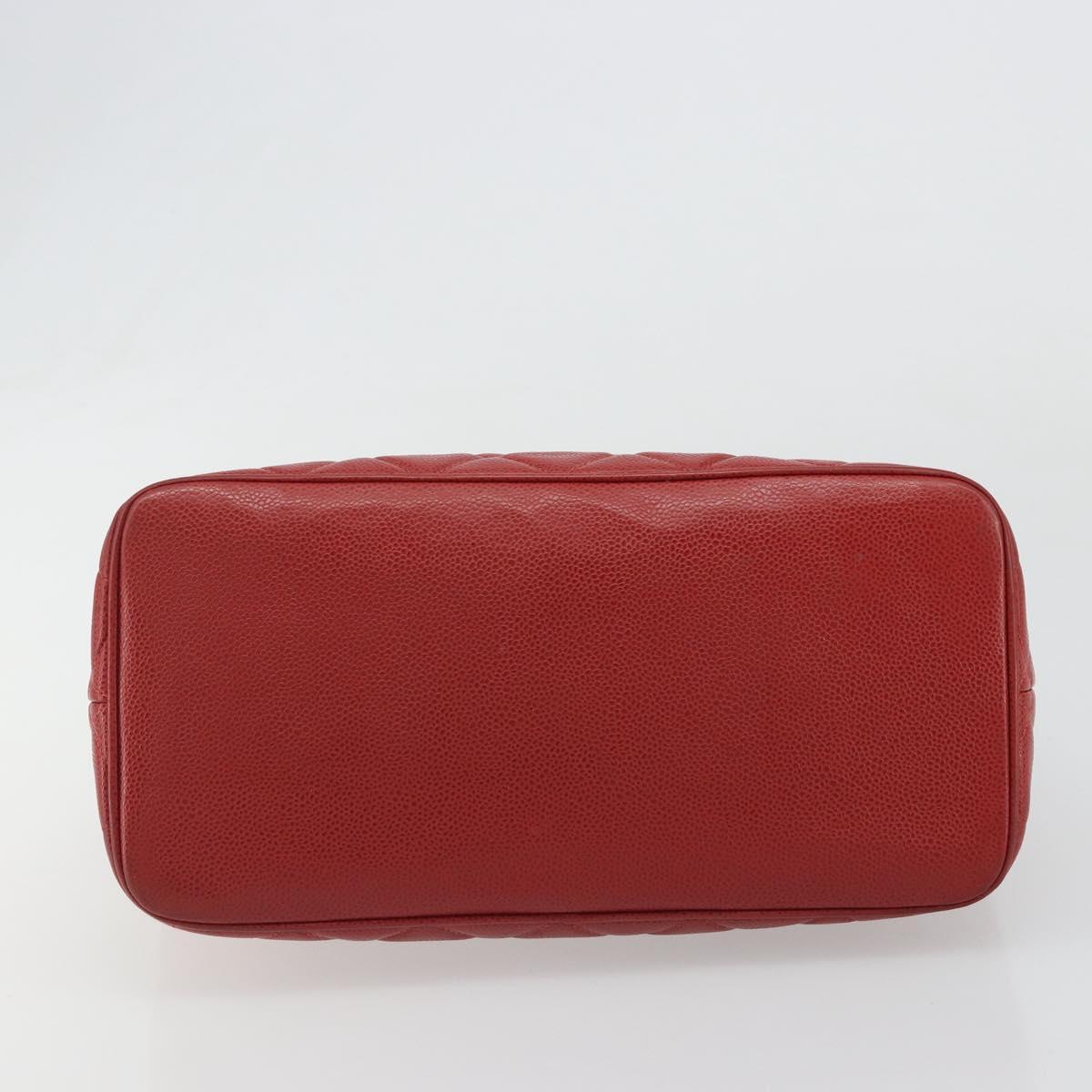 CHANEL Matelasse Reprint Tote Bag Caviar Skin Red CC Auth 189312SAV