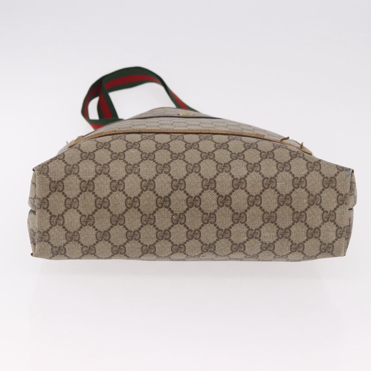 GUCCI GG Supreme Web Sherry Line Tote Bag PVC Beige 39 02 003 Auth 189324