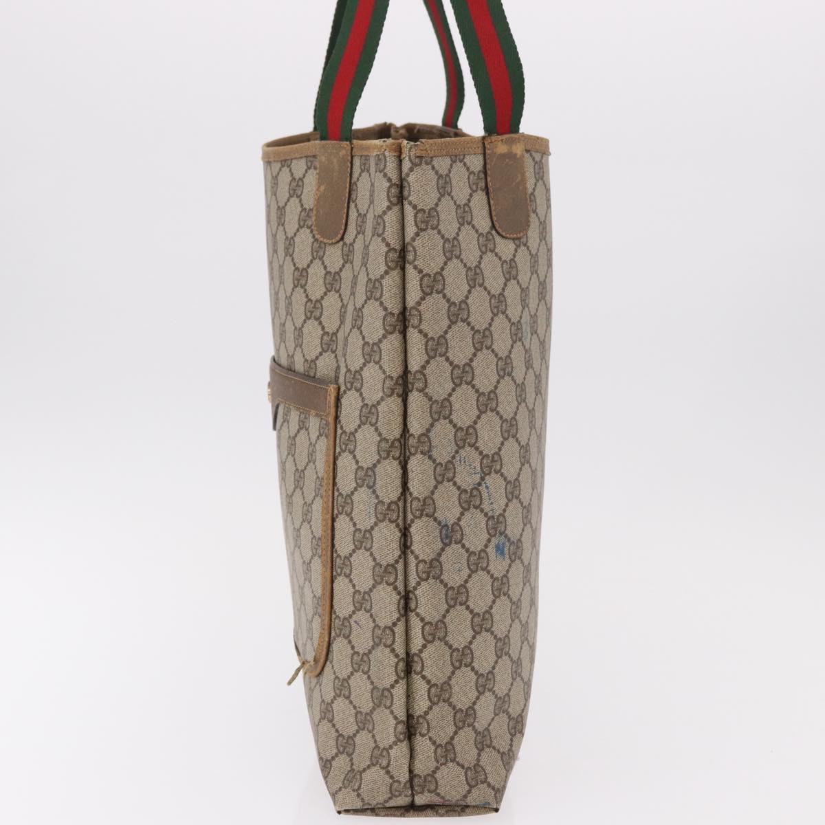 GUCCI GG Supreme Web Sherry Line Tote Bag PVC Beige 39 02 003 Auth 189324