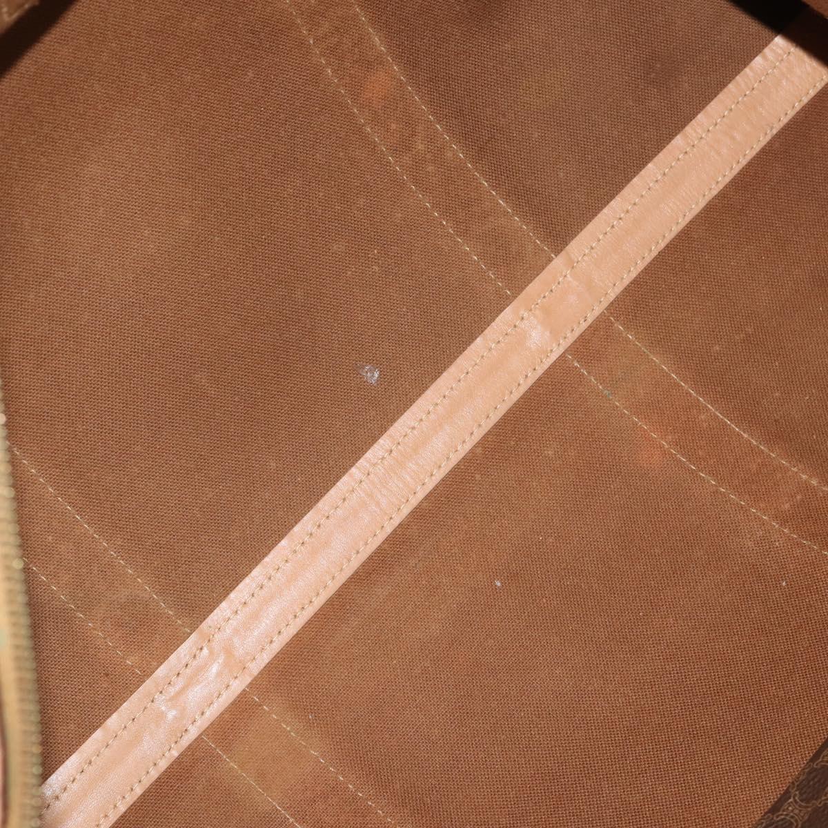 CELINE Macadam Canvas Boston Bag PVC Leather Brown Gold Auth 189325