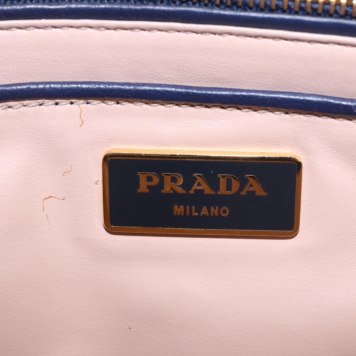 PRADA Gathered Chain Shoulder Bag Denim Blue Gold Auth 189327V