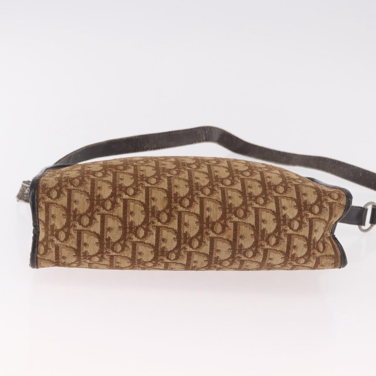 Christian Dior Trotter Canvas Shoulder Bag Beige Auth 189328