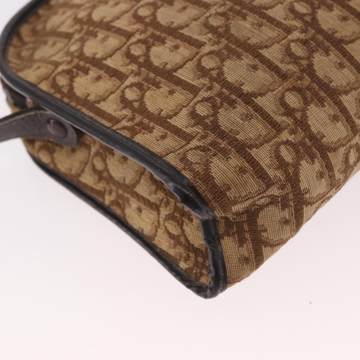 Christian Dior Trotter Canvas Shoulder Bag Beige Auth 189328