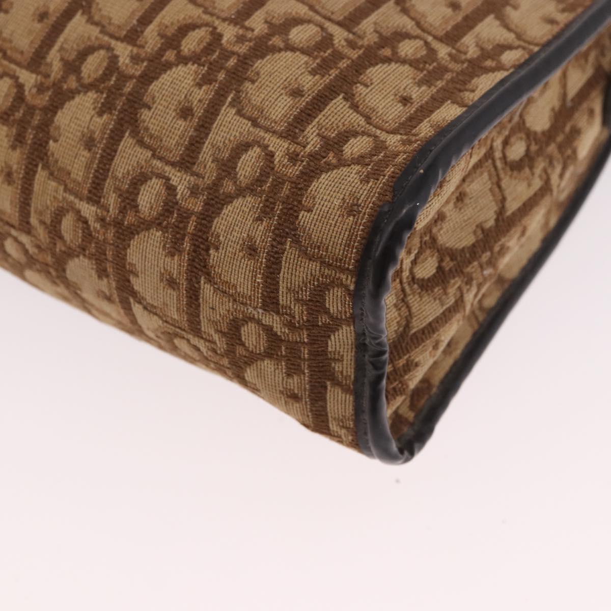 Christian Dior Trotter Canvas Shoulder Bag Beige Auth 189328