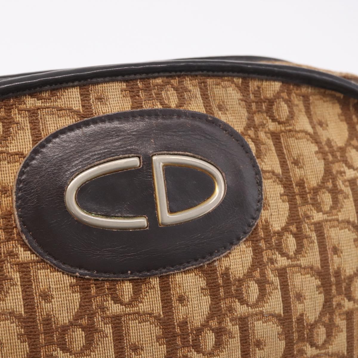 Christian Dior Trotter Canvas Shoulder Bag Beige Auth 189328