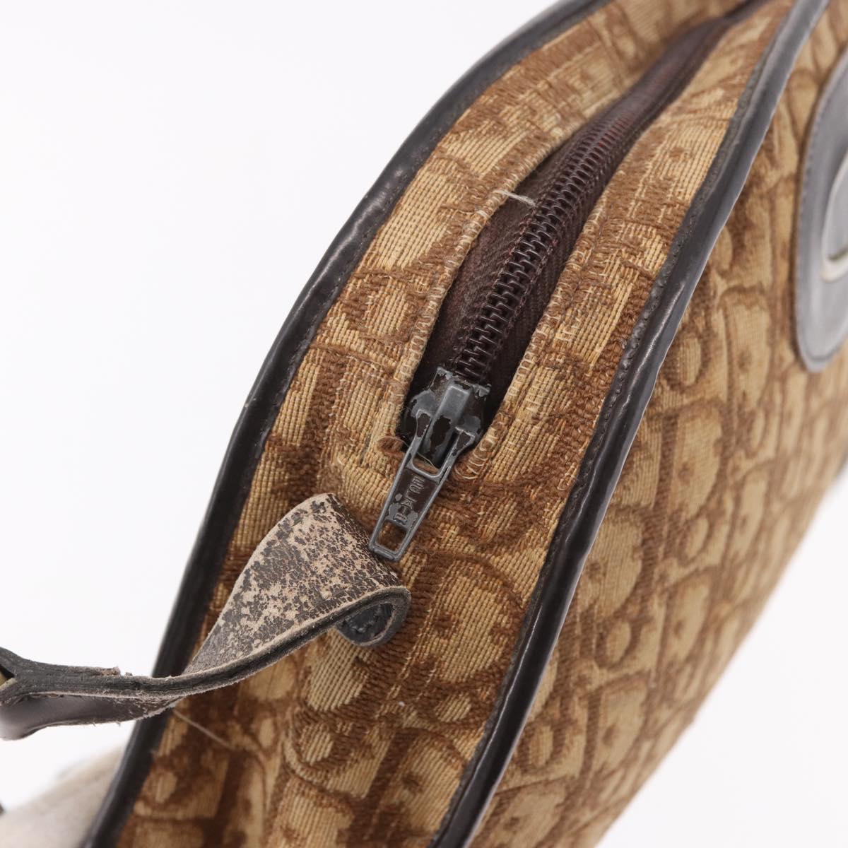 Christian Dior Trotter Canvas Shoulder Bag Beige Auth 189328