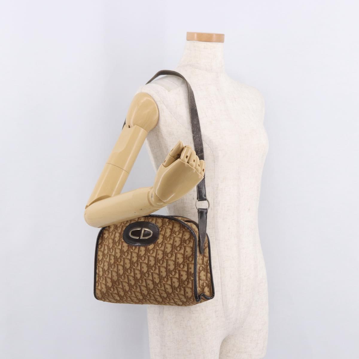 Christian Dior Trotter Canvas Shoulder Bag Beige Auth 189328