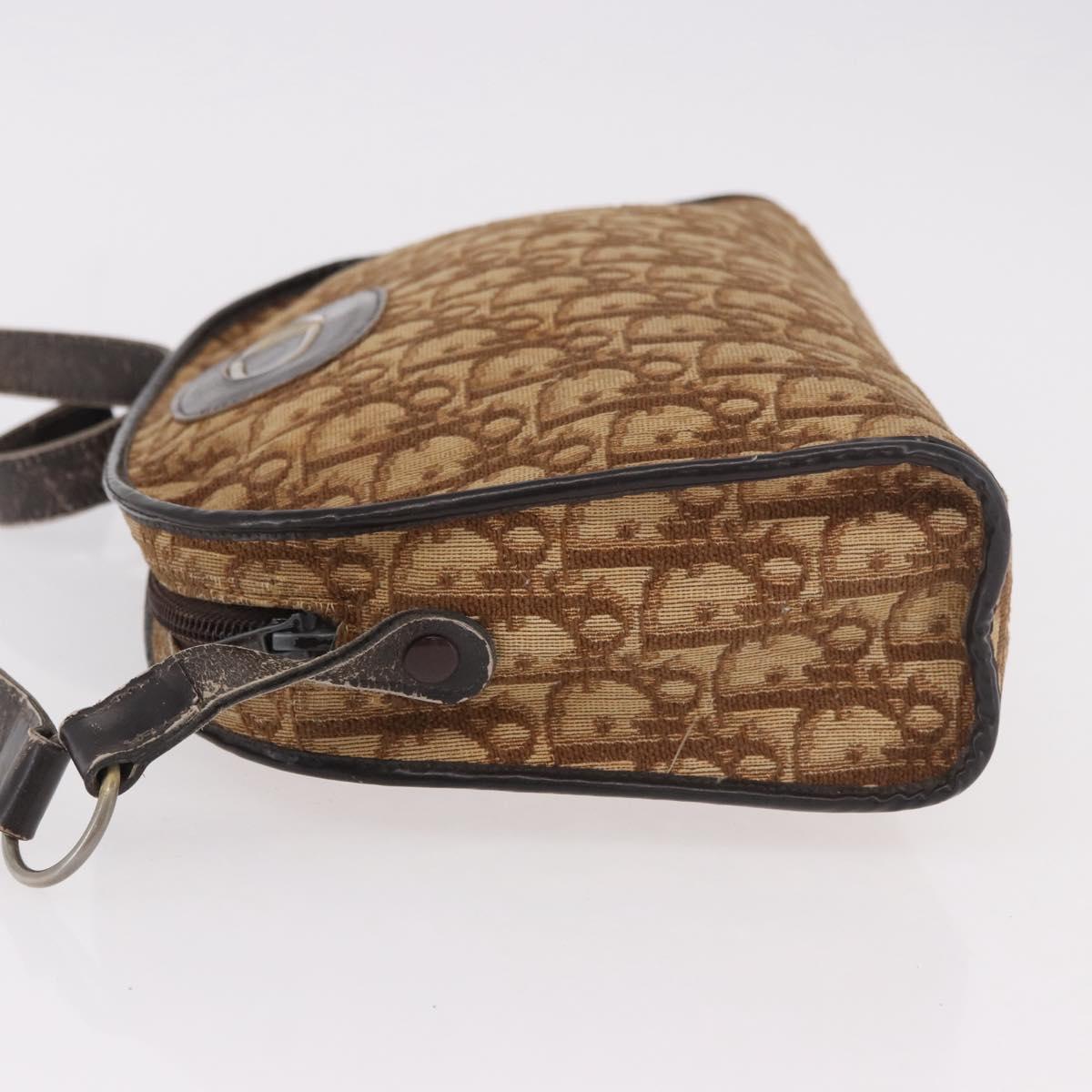 Christian Dior Trotter Canvas Shoulder Bag Beige Auth 189328