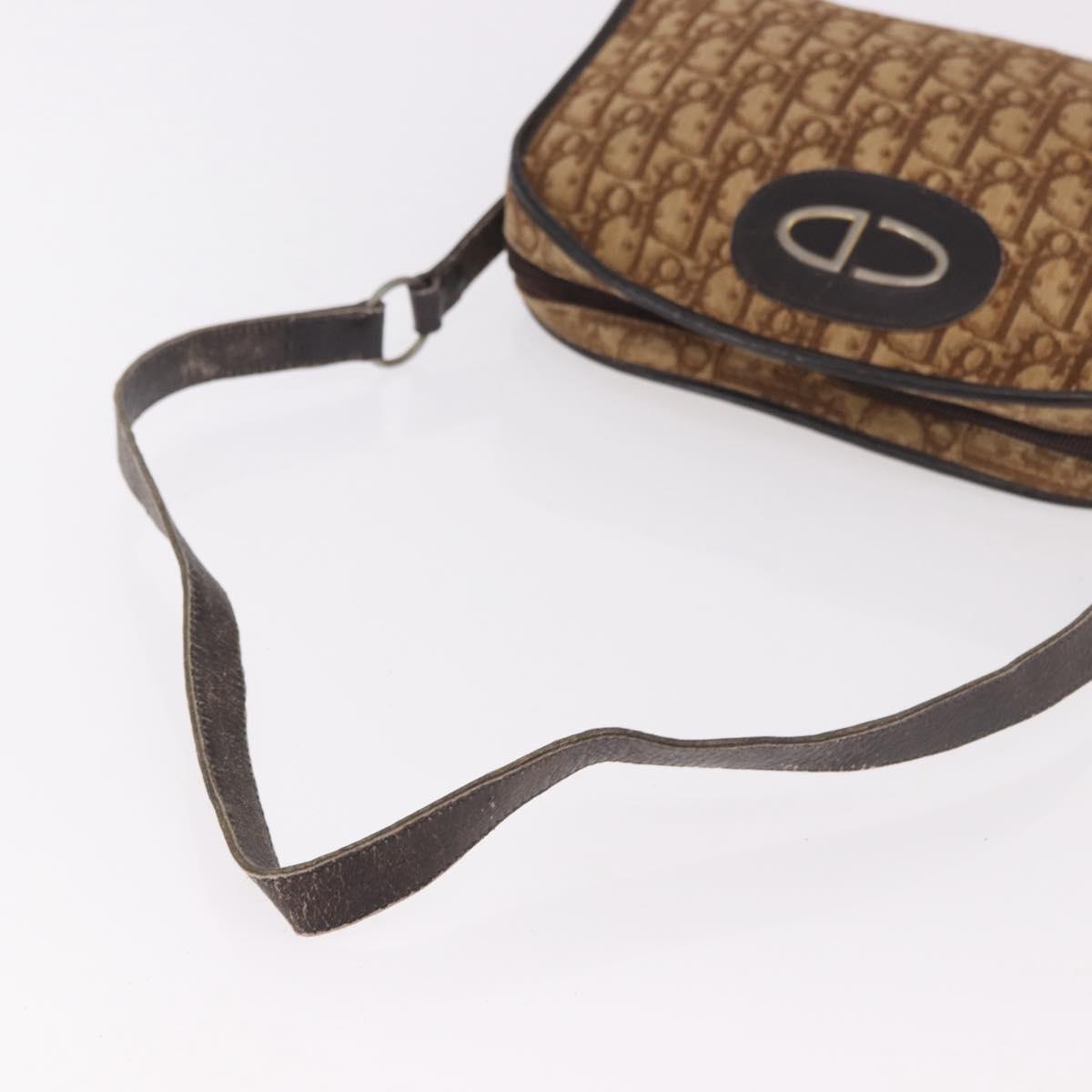 Christian Dior Trotter Canvas Shoulder Bag Beige Auth 189328