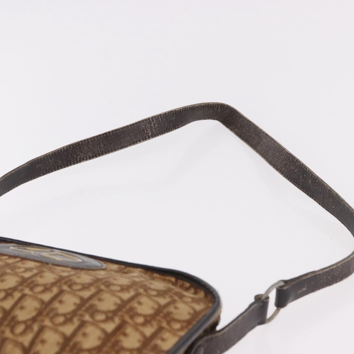 Christian Dior Trotter Canvas Shoulder Bag Beige Auth 189328