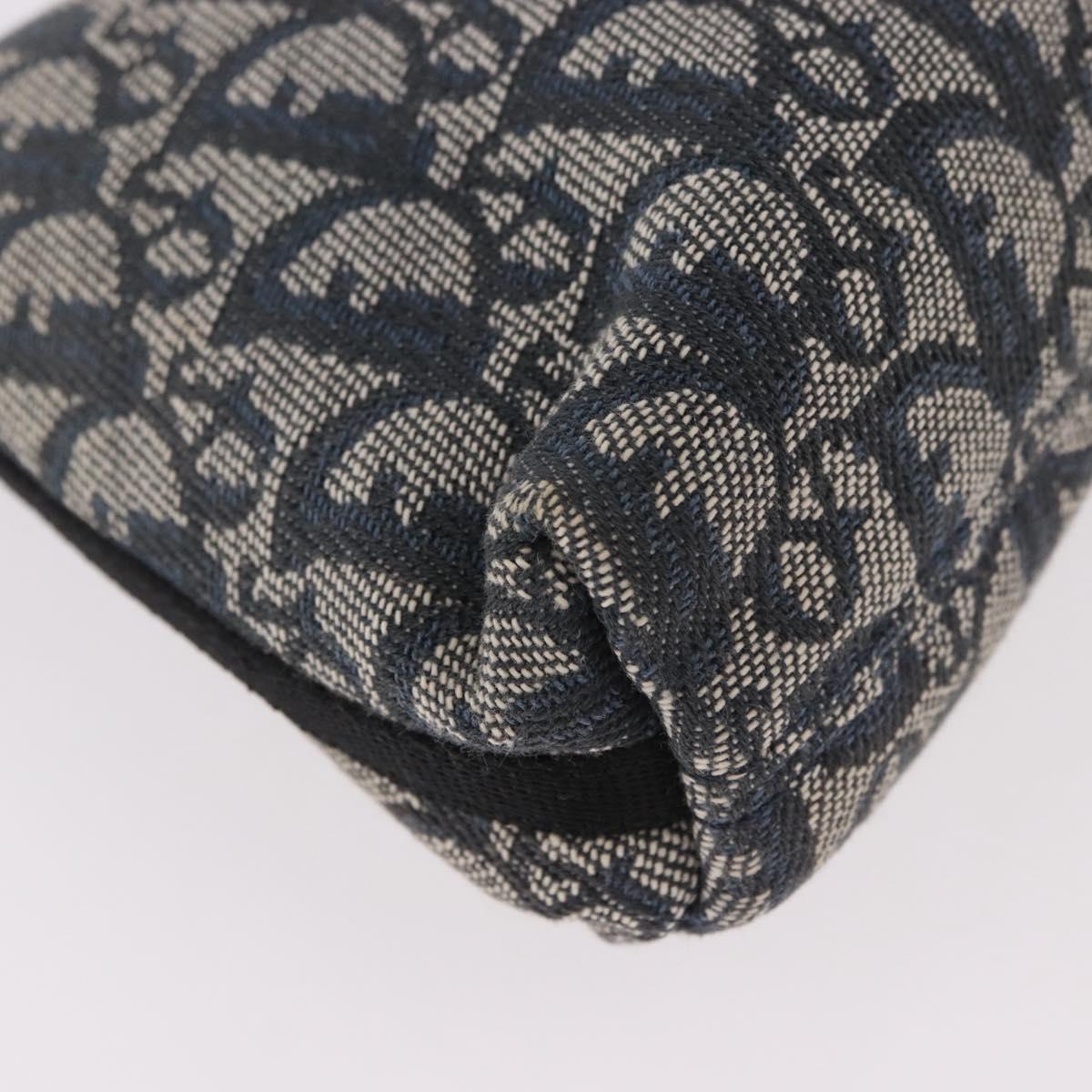 Christian Dior Trotter Canvas Accessory Pouch Navy Silver Auth 189334V