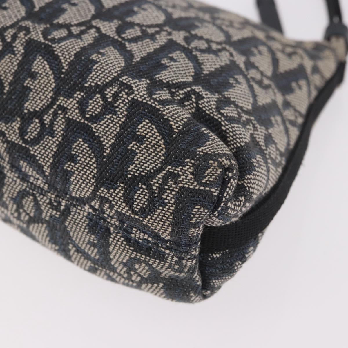Christian Dior Trotter Canvas Accessory Pouch Navy Silver Auth 189334V