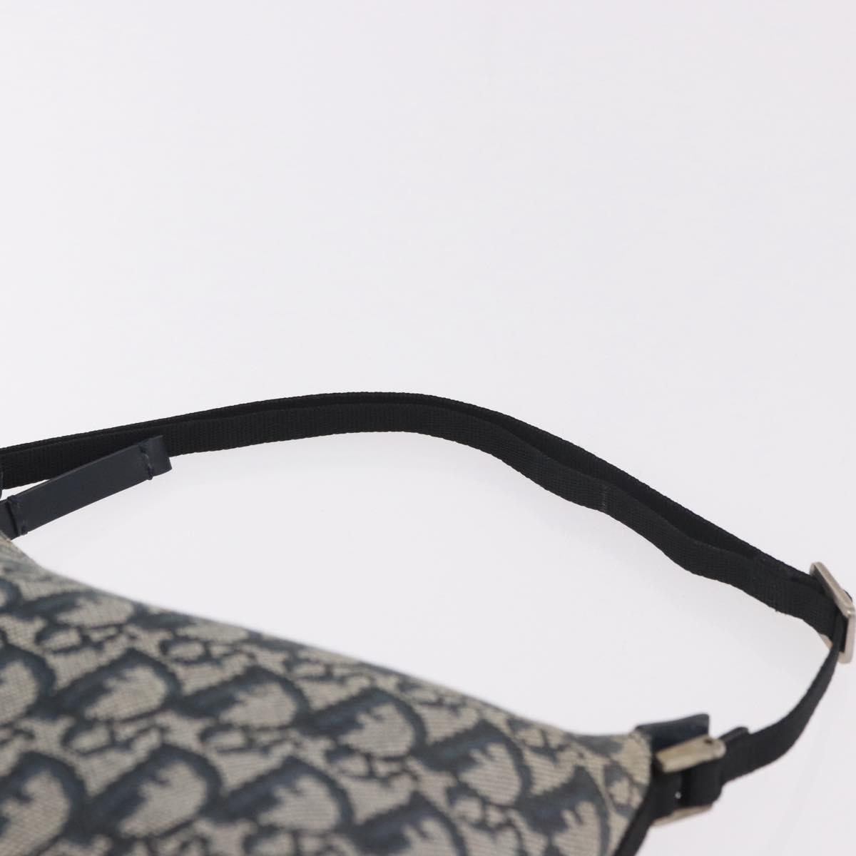 Christian Dior Trotter Canvas Accessory Pouch Navy Silver Auth 189334V