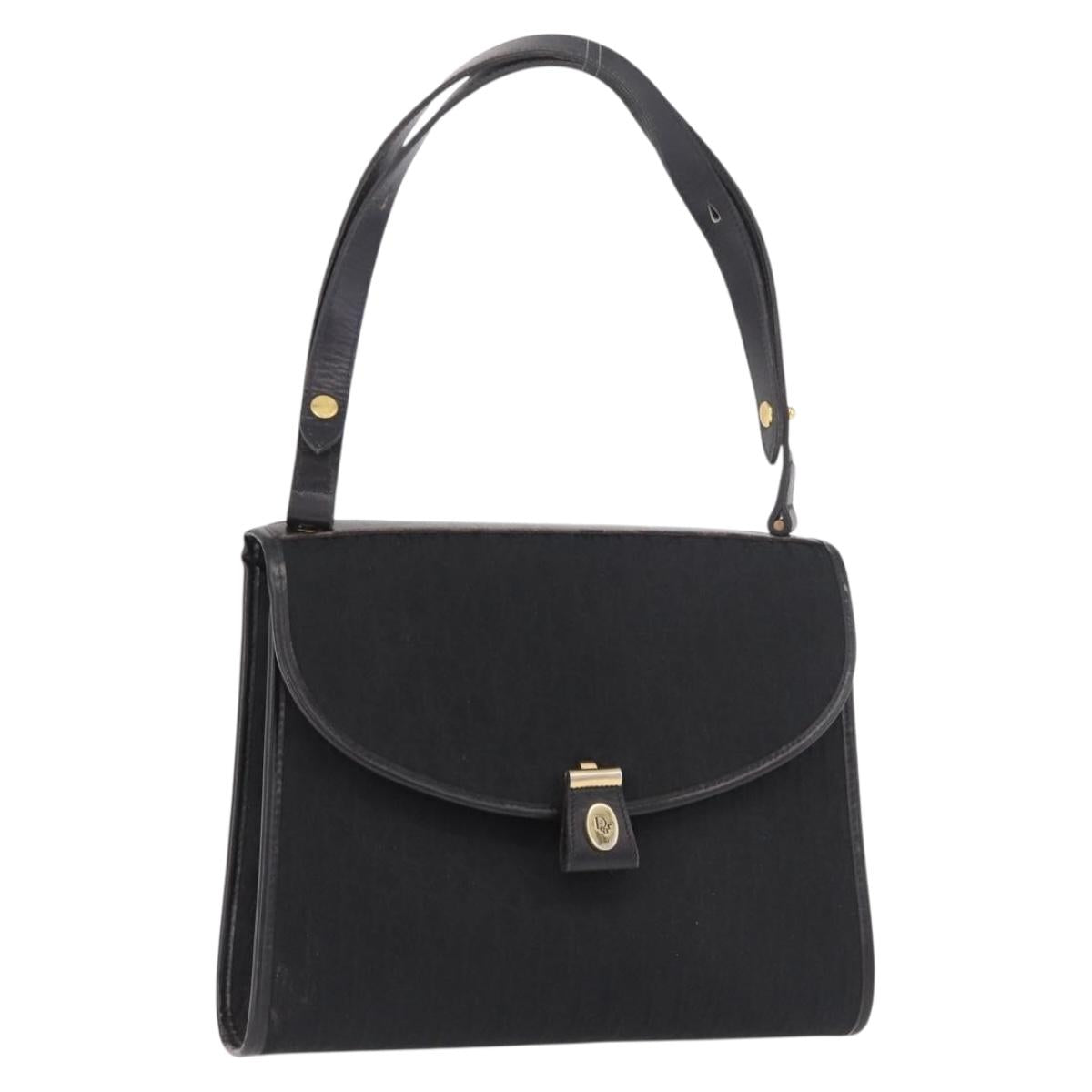 Christian Dior Trotter Canvas Hand Bag Black Gold Auth 189336
