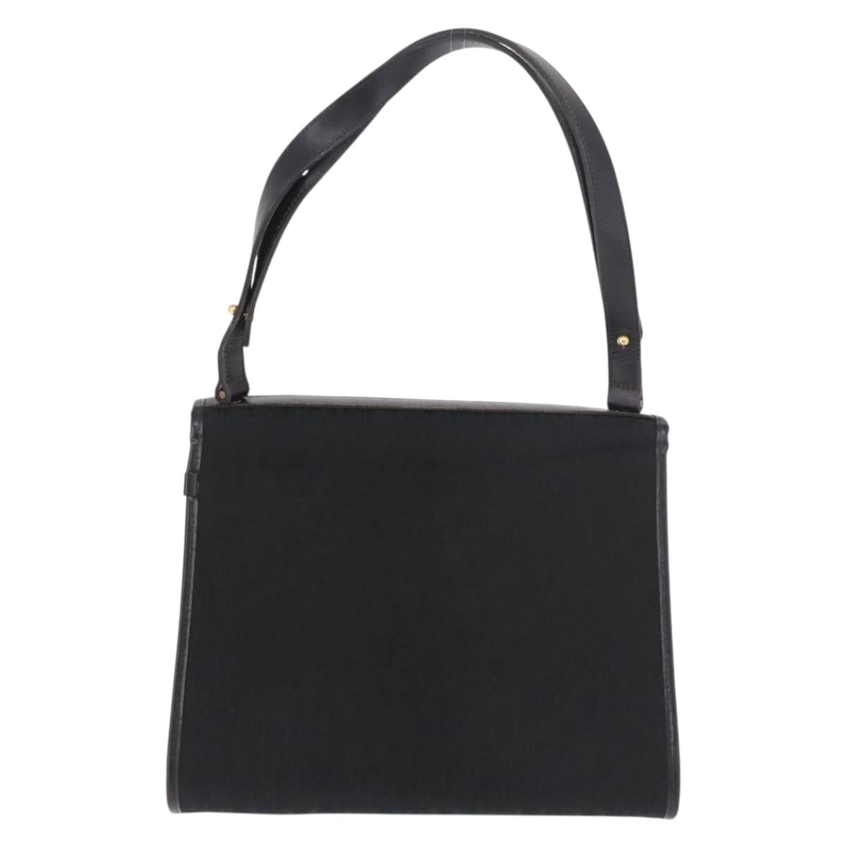 Christian Dior Trotter Canvas Hand Bag Black Gold Auth 189336
