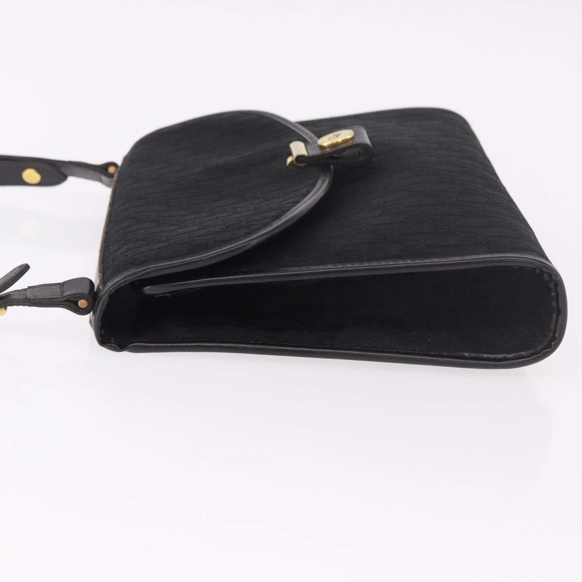 Christian Dior Trotter Canvas Hand Bag Black Gold Auth 189336