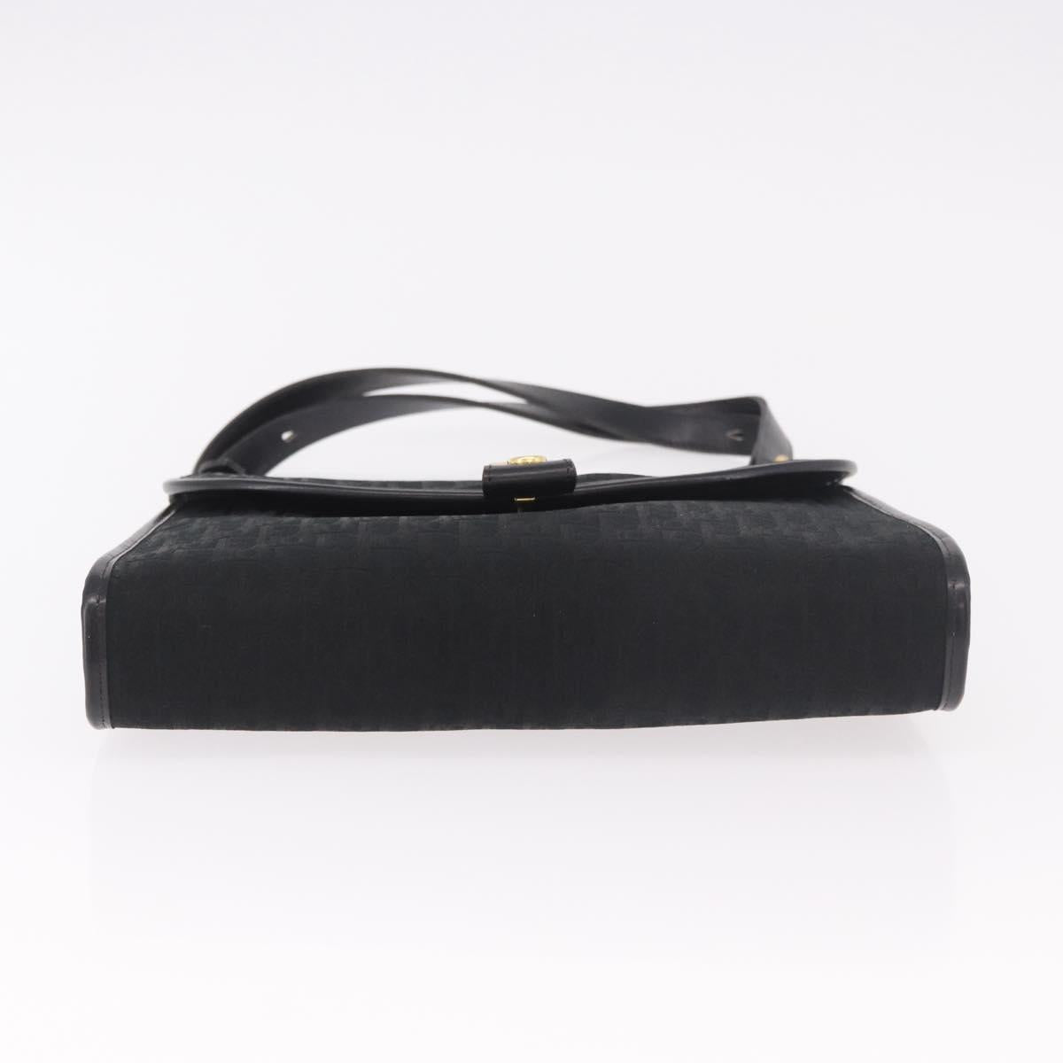 Christian Dior Trotter Canvas Hand Bag Black Gold Auth 189336
