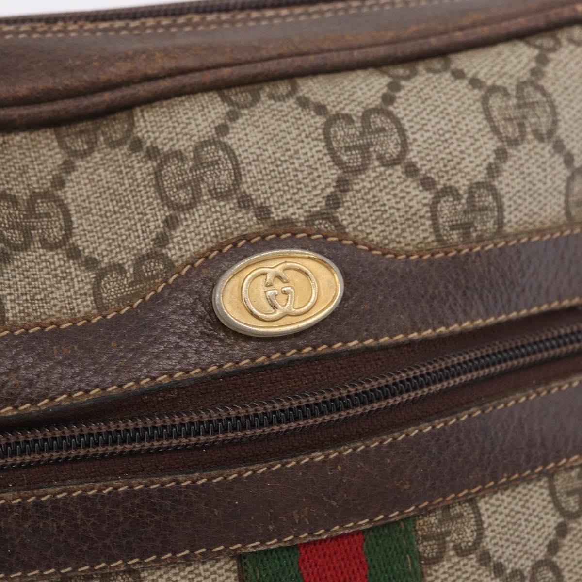 GUCCI GG Supreme Web Sherry Line Shoulder Bag PVC Beige Red 010 378 Auth 189338