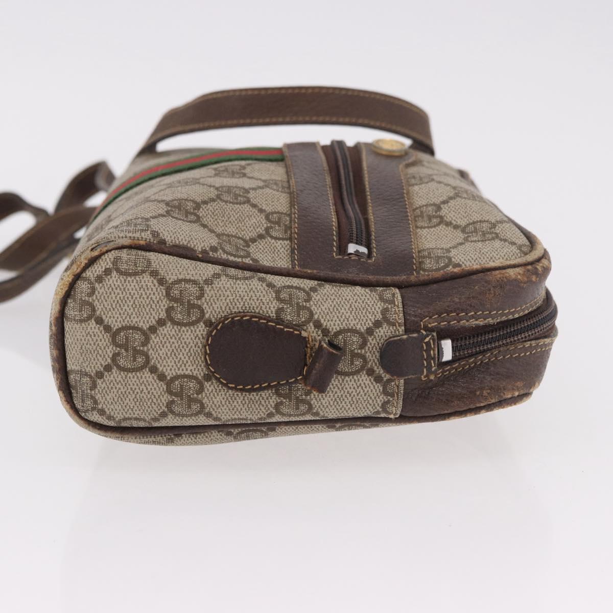 GUCCI GG Supreme Web Sherry Line Shoulder Bag PVC Beige Red 010 378 Auth 189338