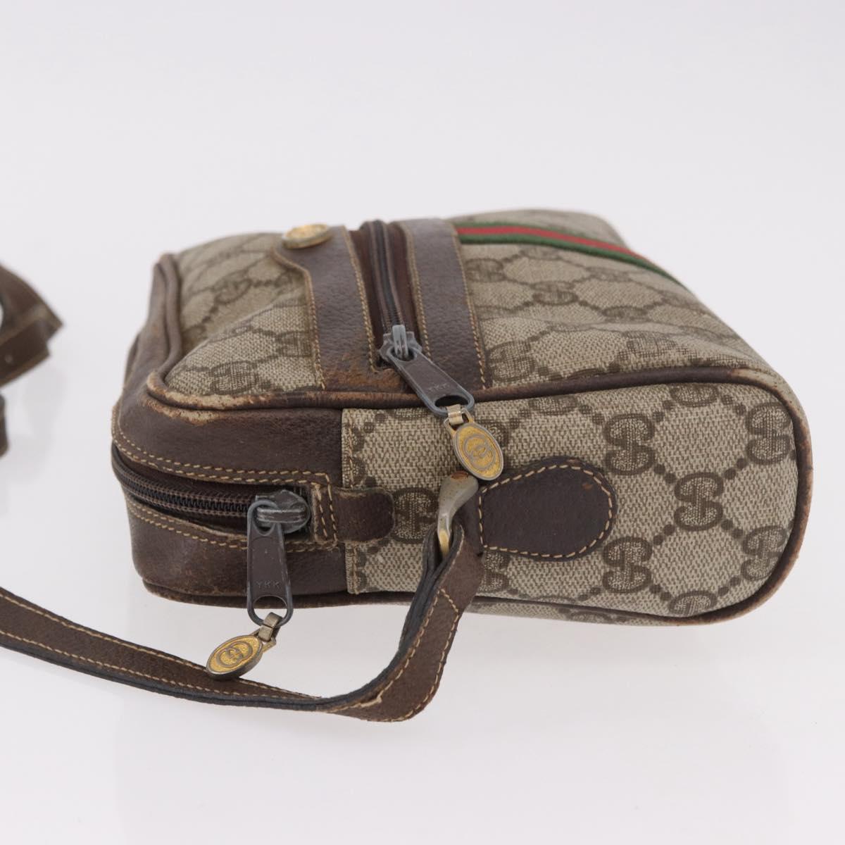 GUCCI GG Supreme Web Sherry Line Shoulder Bag PVC Beige Red 010 378 Auth 189338