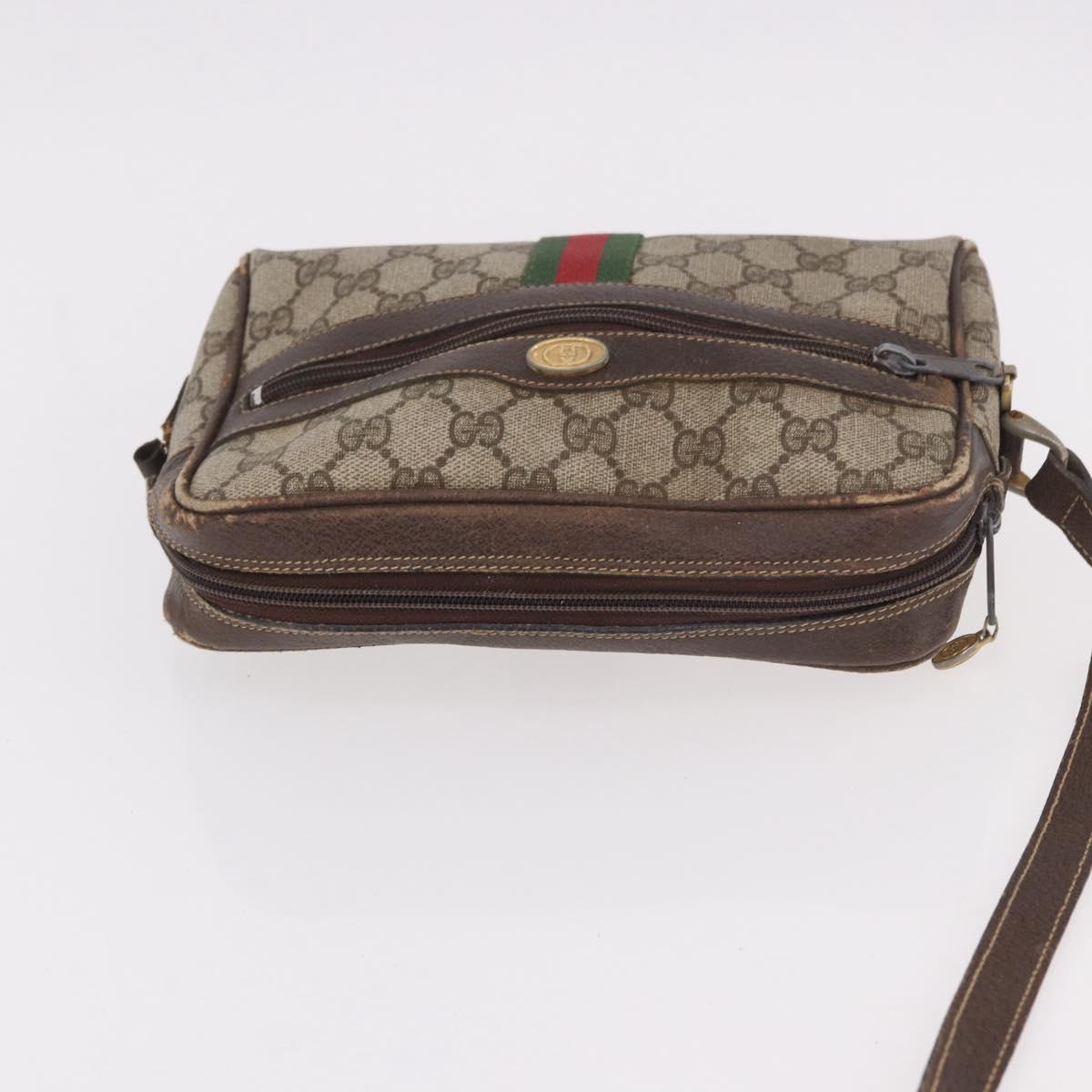 GUCCI GG Supreme Web Sherry Line Shoulder Bag PVC Beige Red 010 378 Auth 189338