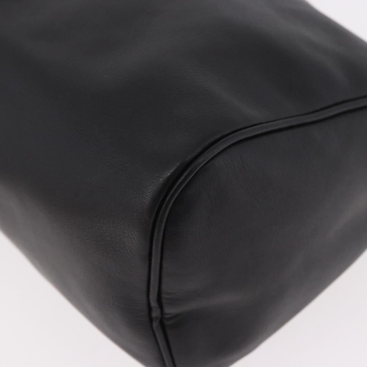 LOEWE Anagram Clutch Bag Leather Black Gold Auth 189343A