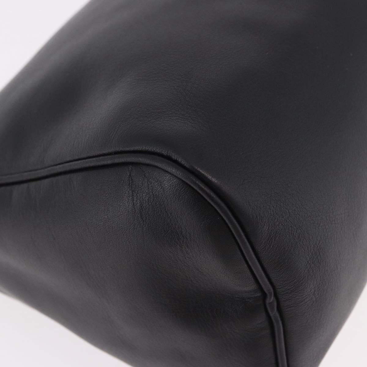 LOEWE Anagram Clutch Bag Leather Black Gold Auth 189343A