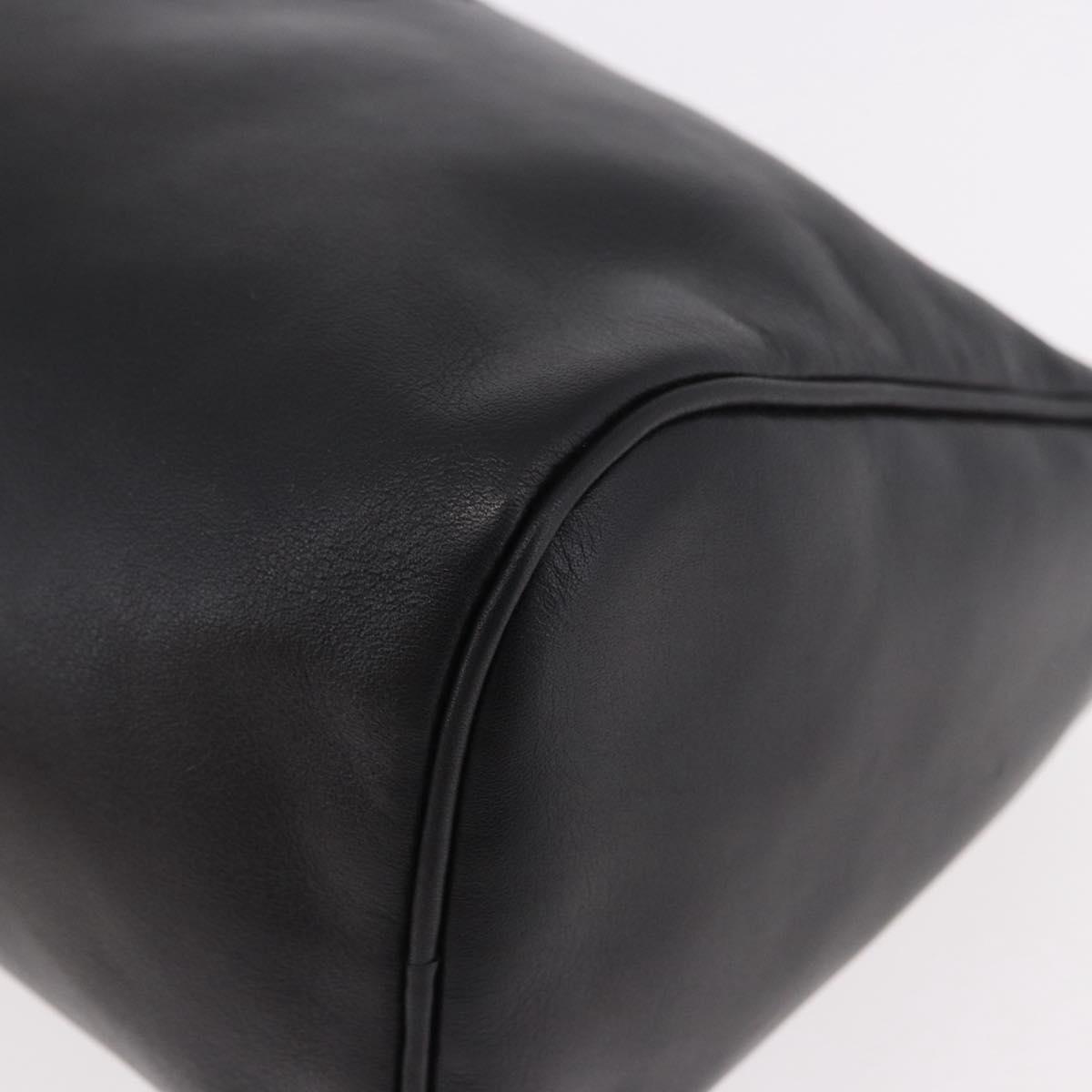 LOEWE Anagram Clutch Bag Leather Black Gold Auth 189343A