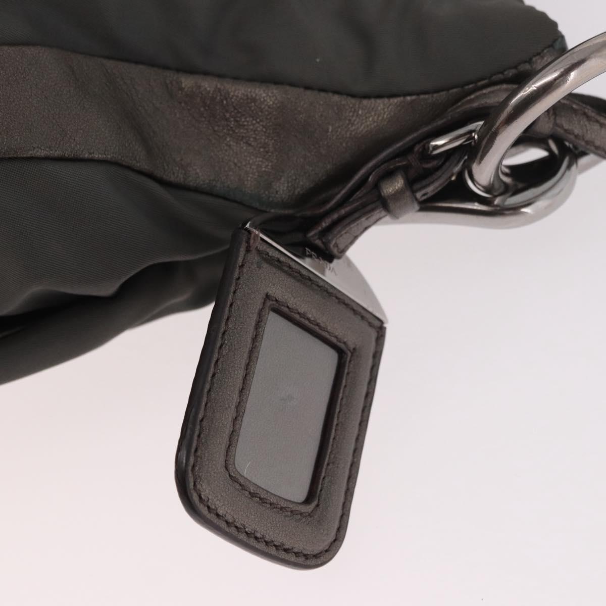 PRADA Shoulder Bag Nylon Green Silver Auth 189344A