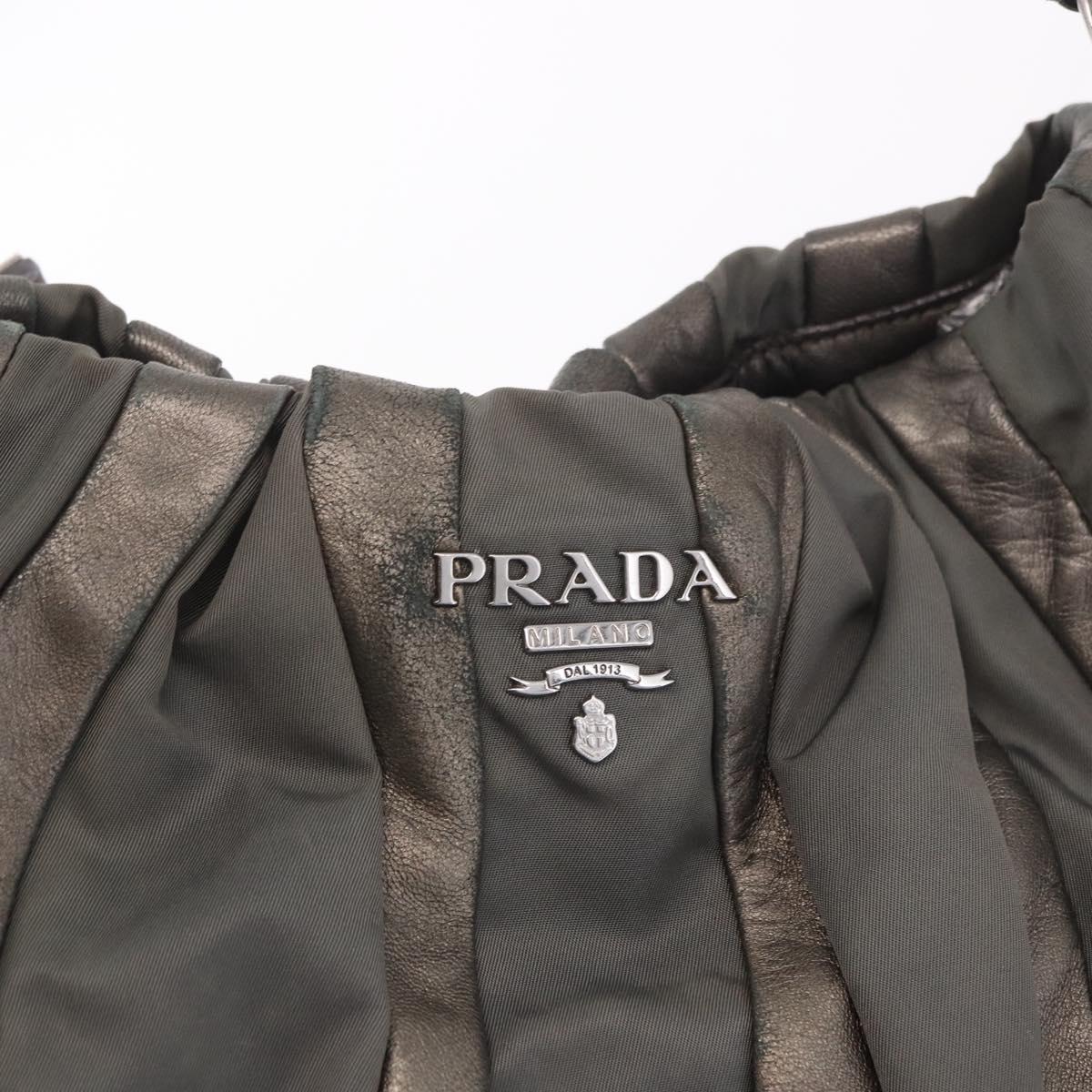PRADA Shoulder Bag Nylon Green Silver Auth 189344A