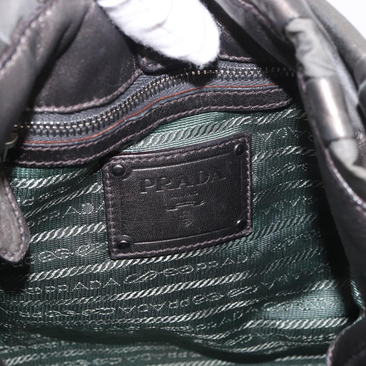 PRADA Shoulder Bag Nylon Green Silver Auth 189344A