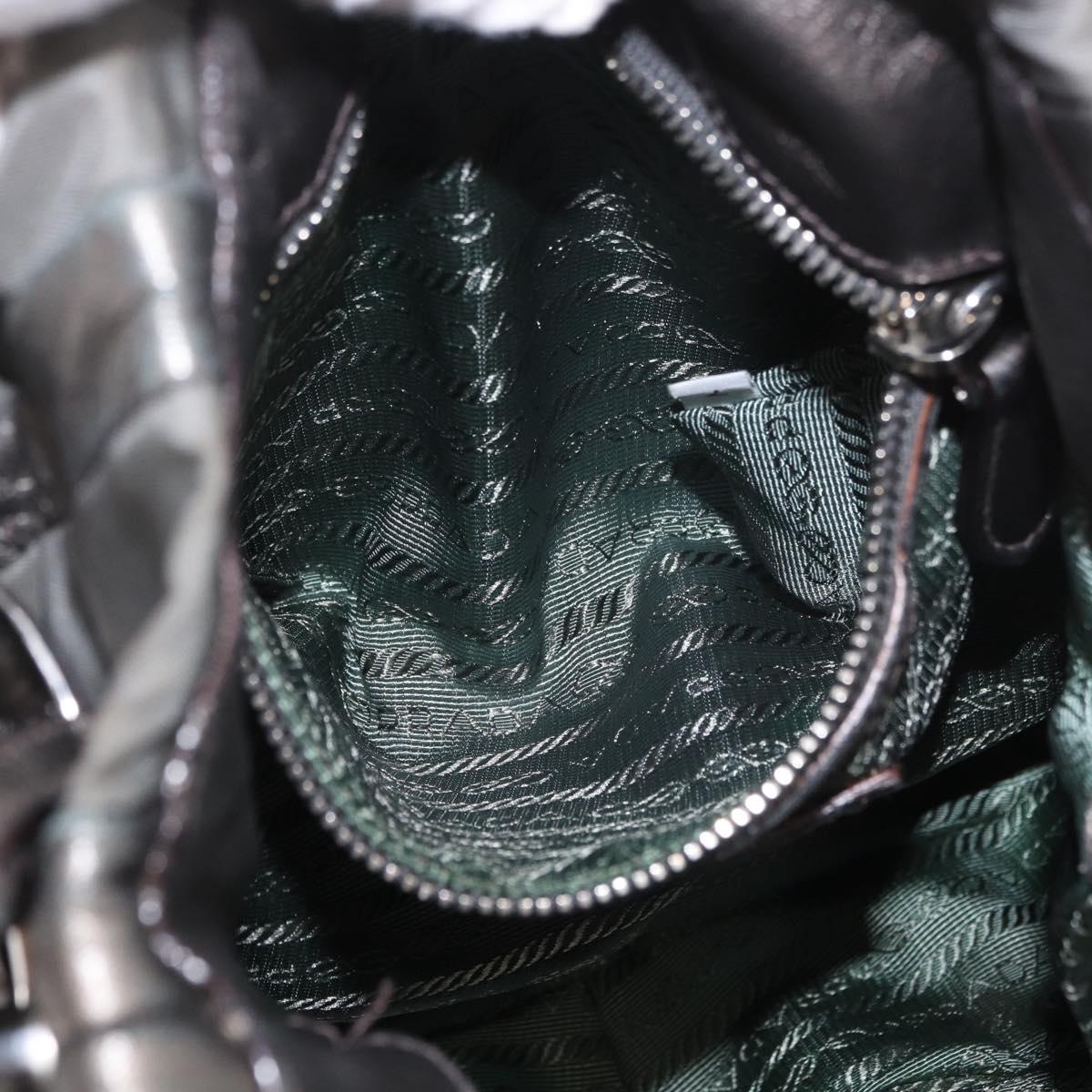 PRADA Shoulder Bag Nylon Green Silver Auth 189344A