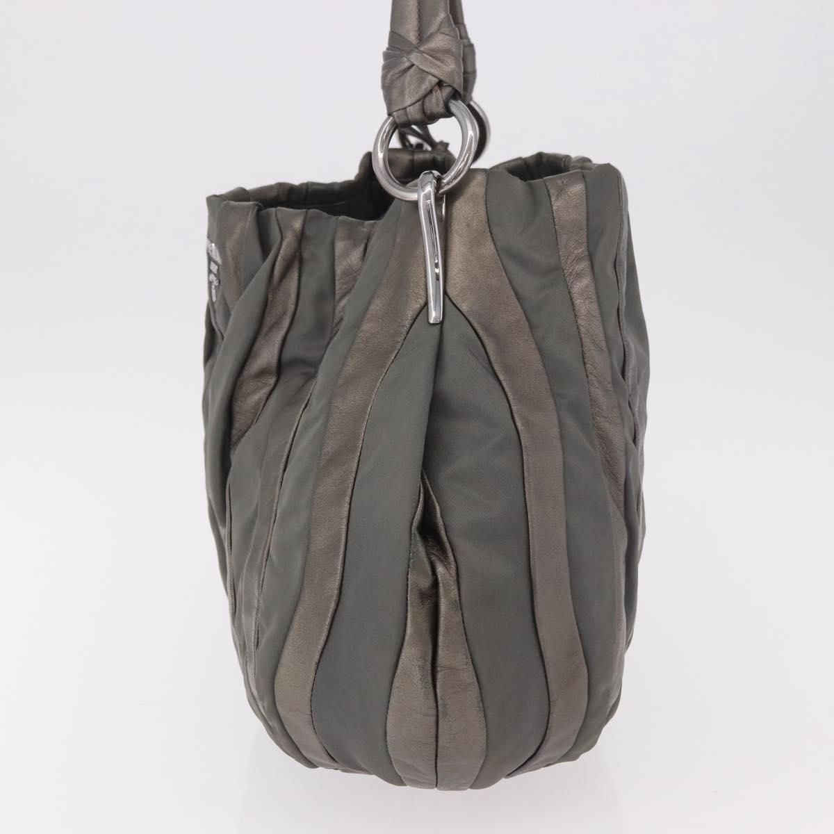 PRADA Shoulder Bag Nylon Green Silver Auth 189344A