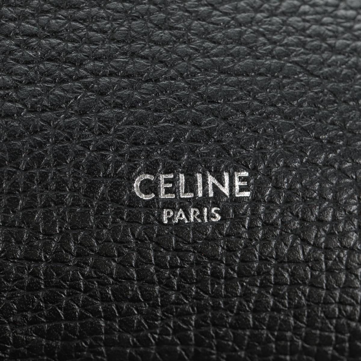 CELINE Big bag Small Hand Bag Leather Black Silver Auth 189349SAM