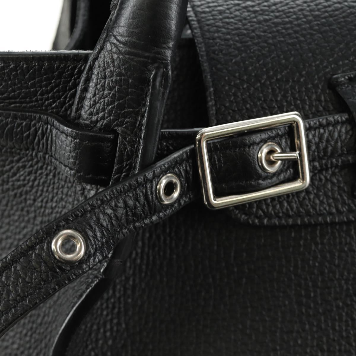 CELINE Big bag Small Hand Bag Leather Black Silver Auth 189349SAM