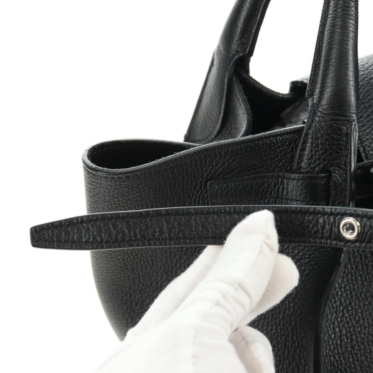CELINE Big bag Small Hand Bag Leather Black Silver Auth 189349SAM