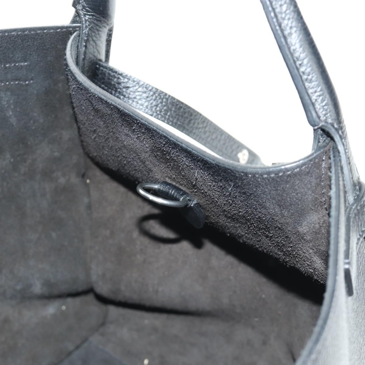 CELINE Big bag Small Hand Bag Leather Black Silver Auth 189349SAM