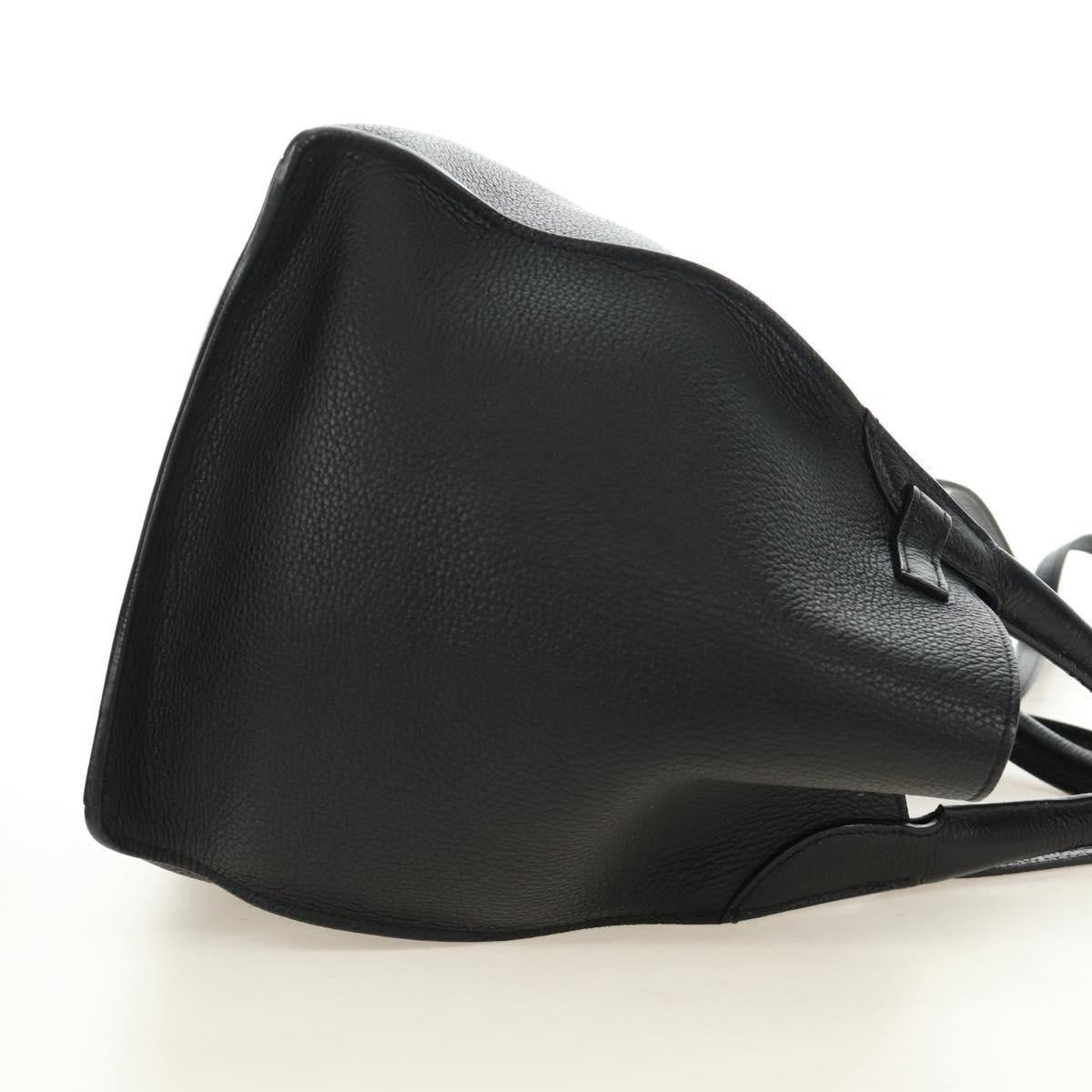 CELINE Big bag Small Hand Bag Leather Black Silver Auth 189349SAM