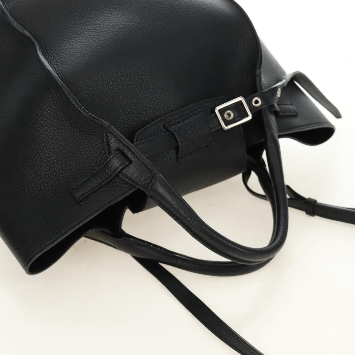 CELINE Big bag Small Hand Bag Leather Black Silver Auth 189349SAM