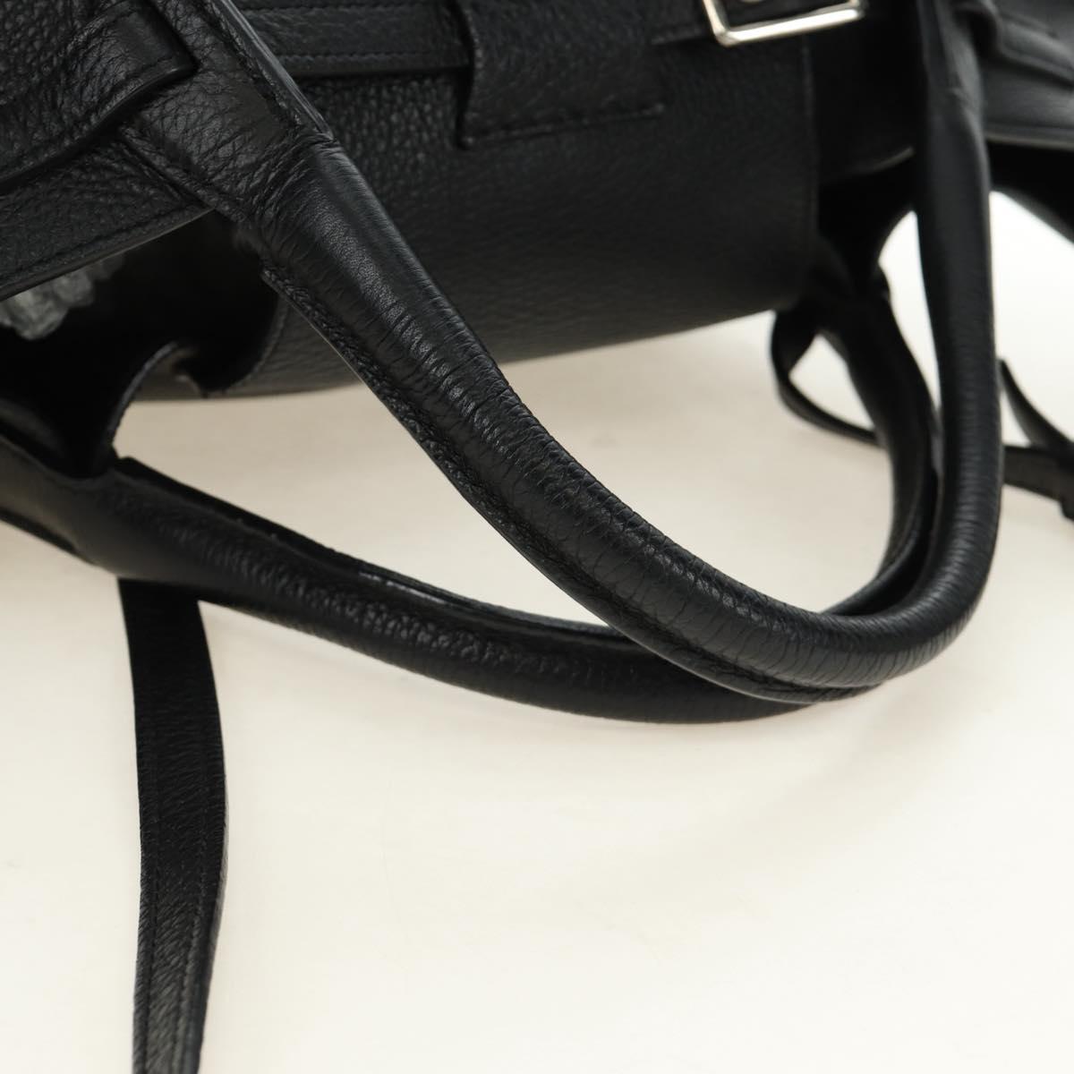 CELINE Big bag Small Hand Bag Leather Black Silver Auth 189349SAM